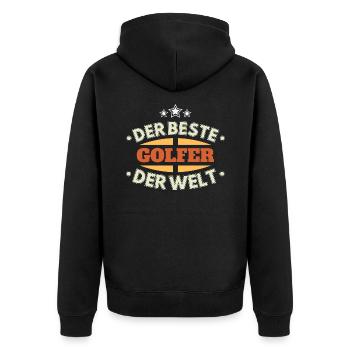 Der Beste Golfer der Welt - Unisex Premium Bio Zip Hoodie - Schwarz - Hinten - Nico (187cm)