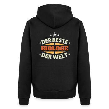 Der Beste Biologe der Welt - Unisex Premium Bio Zip Hoodie - Schwarz - Hinten - Nico (187cm)