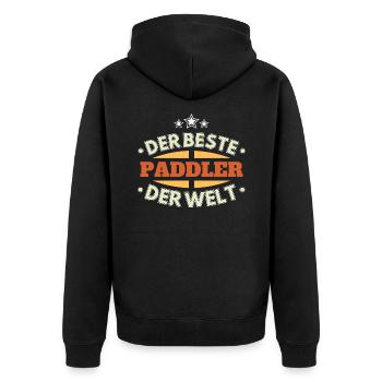 Der Beste Paddler der Welt - Unisex Premium Bio Zip Hoodie - Schwarz - Hinten - Nico (187cm)