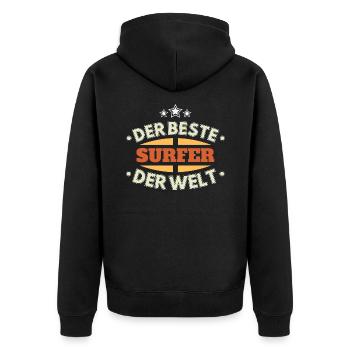 Der Beste Surfer der Welt - Unisex Premium Bio Zip Hoodie - Schwarz - Hinten - Nico (187cm)