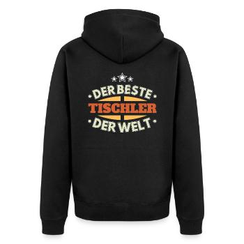 Der Beste Tischler der Welt - Unisex Premium Bio Zip Hoodie - Schwarz - Hinten - Nico (187cm)