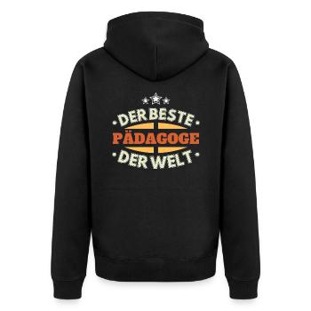 Der Beste Pädagoge der Welt - Unisex Premium Bio Zip Hoodie - Schwarz - Hinten - Nico (187cm)