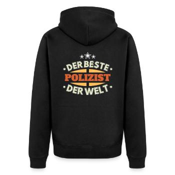Der Beste Polizist der Welt - Unisex Premium Bio Zip Hoodie - Schwarz - Hinten - Nico (187cm)