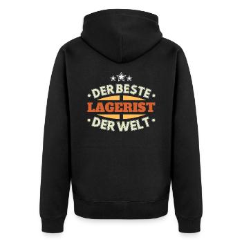 Der Beste Lagerist der Welt - Unisex Premium Bio Zip Hoodie - Schwarz - Hinten - Nico (187cm)