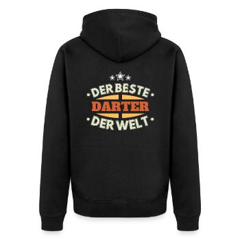 Der Beste Darter der Welt - Unisex Premium Bio Zip Hoodie - Schwarz - Hinten - Nico (187cm)