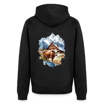 Zermatt, Matterhorn, Matterhorn mountain, hiker - Unisex Premium Organic Zip Hoodie - black - Back - Nico (187cm)