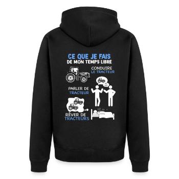 Tracteur tout le temps humour agriculteur - Veste à capuche bio Premium Unisexe - noir - Dos - Nico (187cm)