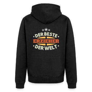 Der Beste Erzieher der Welt - Unisex Premium Bio Zip Hoodie - Schwarz - Hinten - Nico (187cm)