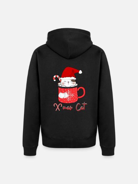 Chat de Noël - Veste à capuche bio Premium Unisexe - noir