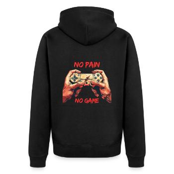 NO Pain NO Game - Unisex Premium Bio Zip Hoodie - Schwarz - Hinten - Nico (187cm)