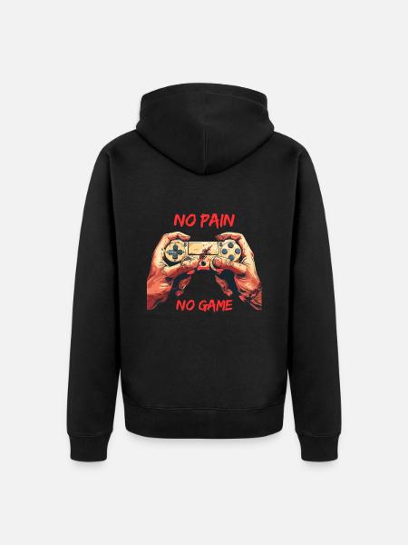 NO Pain NO Game - Unisex Premium Bio Zip Hoodie - Schwarz