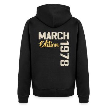 March 1978 Birthday Gift March 1978 - Unisex Premium Organic Zip Hoodie - black - Back - Nico (187cm)