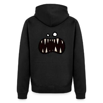 aaargh 02 Monstermaul - Unisex Premium Bio Zip Hoodie - Schwarz - Hinten - Nico (187cm)
