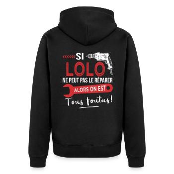 lolo ne peut pas le réparer on est foutus Laurent - Veste à capuche bio Premium Unisexe - noir - Dos - Nico (187cm)