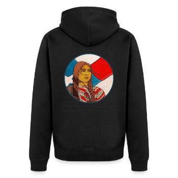 AMERIKANISCHE UREINWOHNER - Unisex Premium Bio Zip Hoodie - Schwarz - Hinten - Nico (187cm)