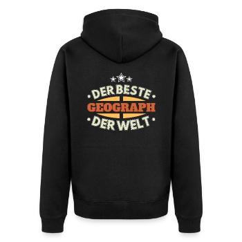 Der Beste Geograph der Welt - Unisex Premium Bio Zip Hoodie - Schwarz - Hinten - Nico (187cm)
