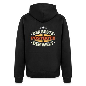 Der Beste Postbote der Welt - Unisex Premium Bio Zip Hoodie - Schwarz - Hinten - Nico (187cm)