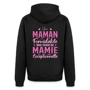 Erstaunliche Mutter gibt eine hervorragende Oma - Unisex Premium Bio Zip Hoodie - Schwarz - Hinten - Nico (187cm)