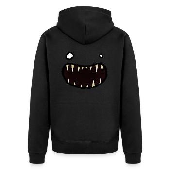 aaargh 03 Monstermaul - Unisex Premium Bio Zip Hoodie - Schwarz - Hinten - Nico (187cm)