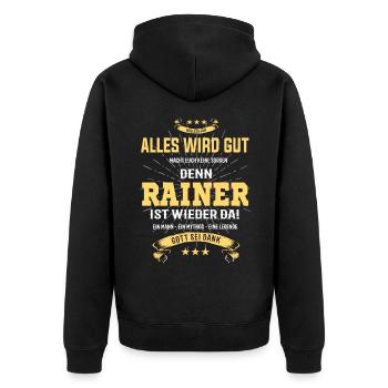 Rainer, tout ira bien T-Shirt - Veste à capuche bio Premium Unisexe - noir - Dos - Nico (187cm)