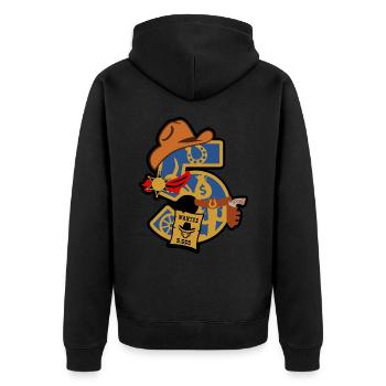 Cowboy 5ème anniversaire numéro 5 - 5 ans - Veste à capuche bio Premium Unisexe - noir - Dos - Nico (187cm)