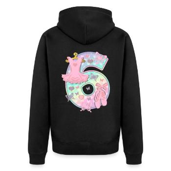 Ballerina 6. Geburtstagsparty Nummer 6 - 6 Jahre - Unisex Premium Bio Zip Hoodie - Schwarz - Hinten - Nico (187cm)