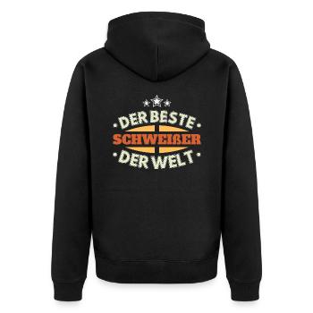 Der Beste Schweißer der Welt - Unisex Premium Bio Zip Hoodie - Schwarz - Hinten - Nico (187cm)