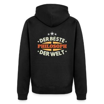 Der Beste Philosoph der Welt - Unisex Premium Bio Zip Hoodie - Schwarz - Hinten - Nico (187cm)