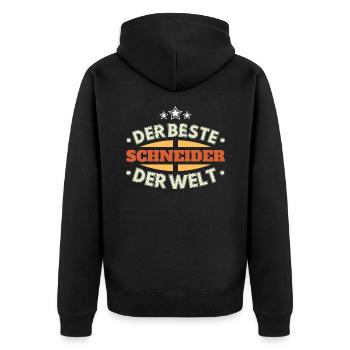Der Beste Schneider der Welt - Unisex Premium Bio Zip Hoodie - Schwarz - Hinten - Nico (187cm)