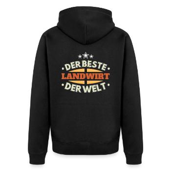 Der Beste Landwirt der Welt - Unisex Premium Bio Zip Hoodie - Schwarz - Hinten - Nico (187cm)