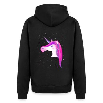 Einhorn Einhorn mit Sternen Einhorn-Shirt Pferde - Unisex Premium Bio Zip Hoodie - Schwarz - Hinten - Nico (187cm)