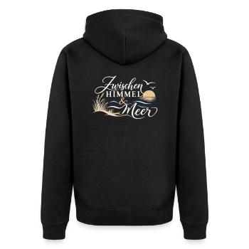 Zwischen Himmel & Meer - Unisex Premium Bio Zip Hoodie - Schwarz - Hinten - Nico (187cm)