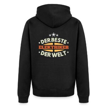 Der Beste Elektriker der Welt - Unisex Premium Bio Zip Hoodie - Schwarz - Hinten - Nico (187cm)