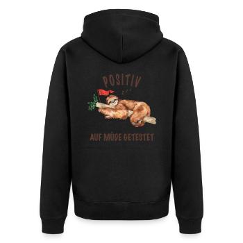 Faultier Positiv auf müde getestet Lustige Bilder - Unisex Premium Bio Zip Hoodie - Schwarz - Hinten - Nico (187cm)