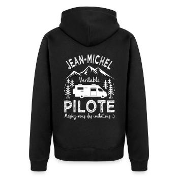 Jean Michel véritable pilote camping car Humour - Veste à capuche bio Premium Unisexe - noir - Dos - Nico (187cm)
