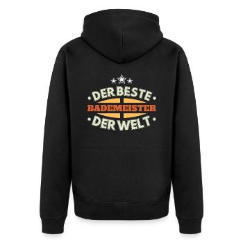 Der Beste Bademeister der Welt - Unisex Premium Bio Zip Hoodie - Schwarz - Hinten - Nico (187cm)