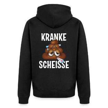 Kranke Scheisse - Unisex Premium Bio Zip Hoodie - Schwarz - Hinten - Nico (187cm)