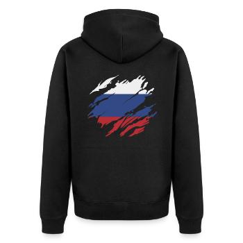 original russische - Unisex Premium Bio Zip Hoodie - Schwarz - Hinten - Nico (187cm)