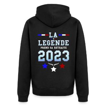 Retraite Papy legende en retraite 2023 - Veste à capuche bio Premium Unisexe - noir - Dos - Nico (187cm)