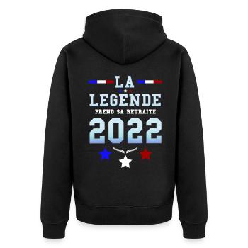 Départ legende en retraite 2022 Cadeau Collègue - Veste à capuche bio Premium Unisexe - noir - Dos - Nico (187cm)