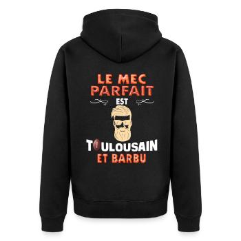 Toulousain Homme Barbu Et Parfait - Veste à capuche bio Premium Unisexe - noir - Dos - Nico (187cm)