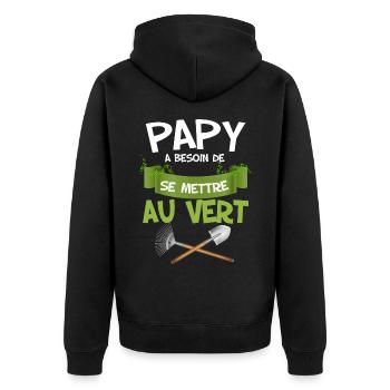 Opa muss grüner Mann Gartenarbeit werden - Unisex Premium Bio Zip Hoodie - Schwarz - Hinten - Nico (187cm)