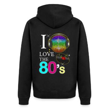 Année 80 Mode Rétro Vintage Nostalgie Musique - Veste à capuche bio Premium Unisexe - noir - Dos - Nico (187cm)