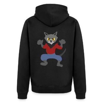 Der Kater, - Unisex Premium Bio Zip Hoodie - Schwarz - Hinten - Nico (187cm)