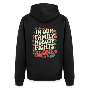 Krebsbewusstseins Krankhei Krebs Brustkrebs - Unisex Premium Bio Zip Hoodie - Schwarz - Hinten - Nico (187cm)