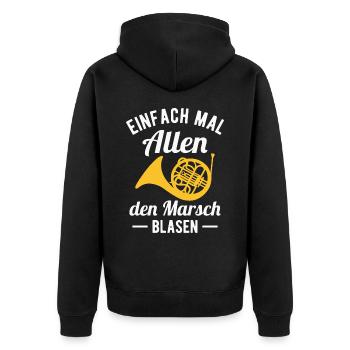 Waldhorn Marsch Hornist Orchester Horn Musiker - Unisex Premium Bio Zip Hoodie - Schwarz - Hinten - Nico (187cm)