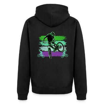 Projet 64 sans nom - Veste à capuche bio Premium Unisexe - noir - Dos - Nico (187cm)