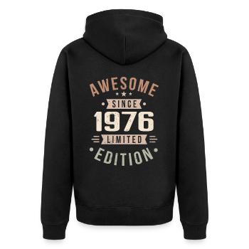 Original 1976 Vintage Vintage Birthday 1976 - Unisex Premium Organic Zip Hoodie - black - Back - Nico (187cm)