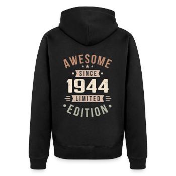 Original 1944 Vintage Vintage anniversaire 1944 - Veste à capuche bio Premium Unisexe - noir - Dos - Nico (187cm)