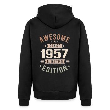 Original 1957 Vintage Vintage anniversaire 1957 - Veste à capuche bio Premium Unisexe - noir - Dos - Nico (187cm)